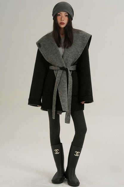 Double-Sided Large Lapel Mid-Length Wool Coat