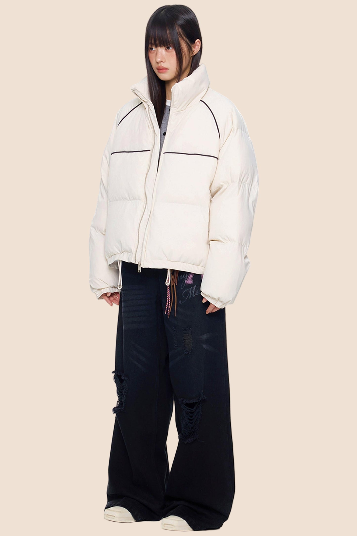 Color-Block Striped Cotton Jacket