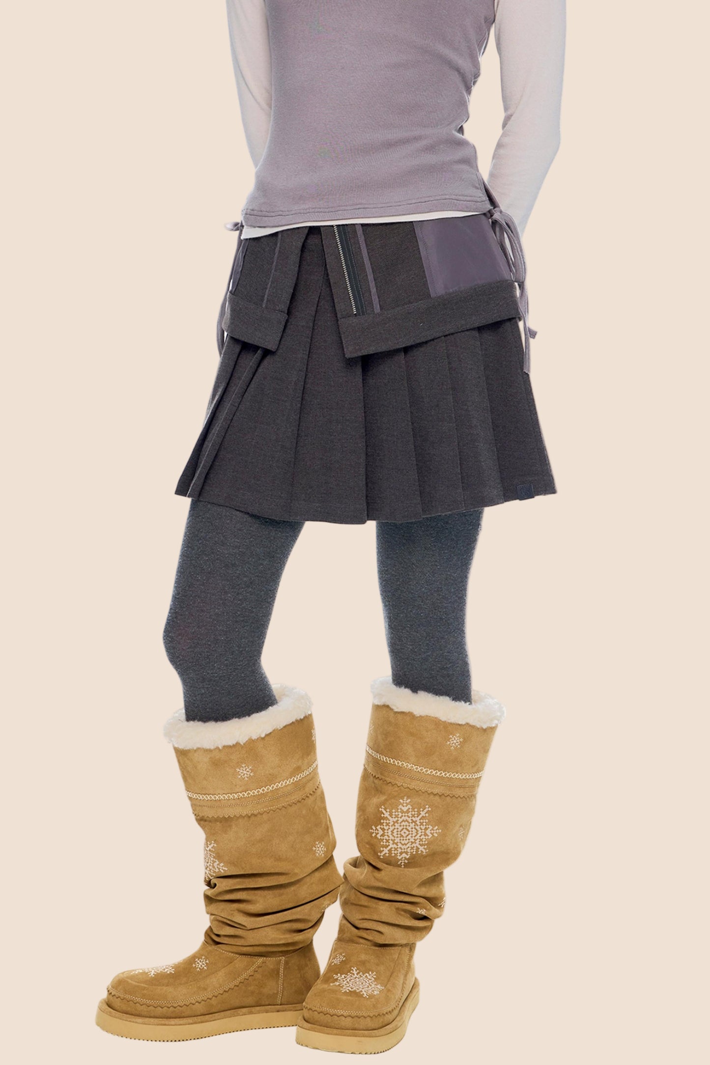 Woolen Pleated Skirt