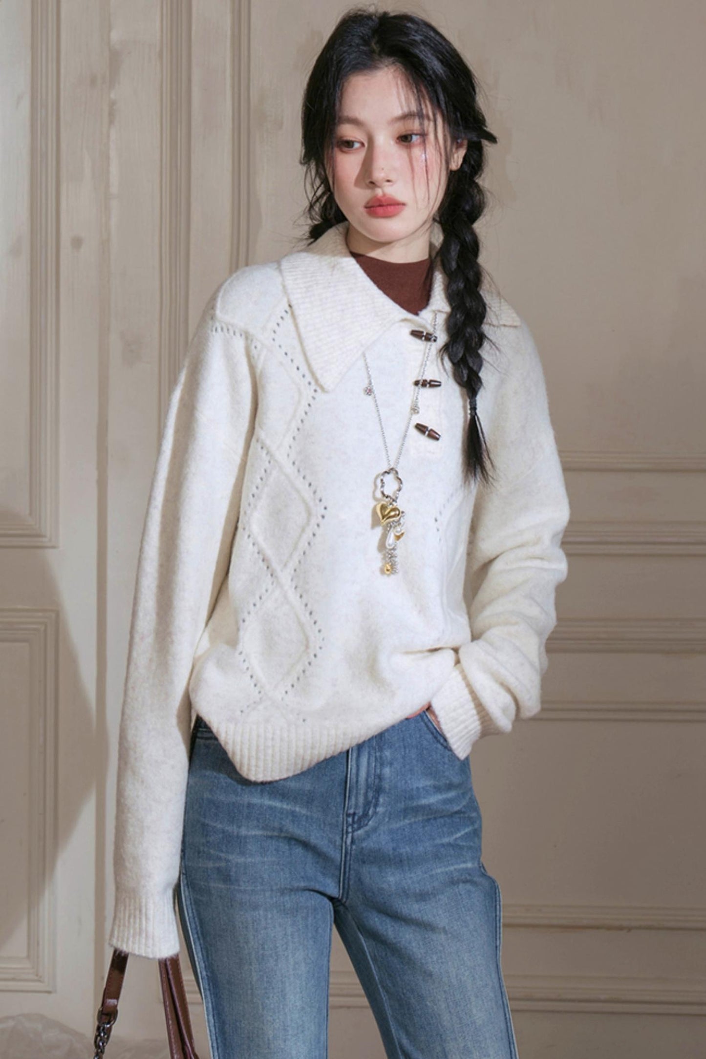 Cream Asymmetrical Sweater