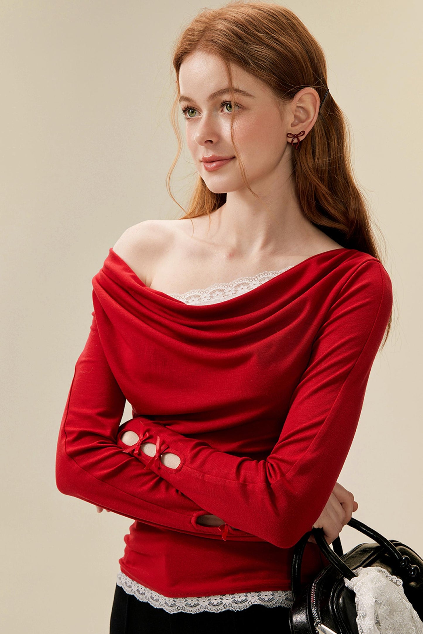 Swing Neck Lace Knit Top