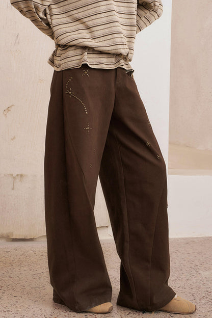 Hot Diamond Loose Wide-Leg Pants