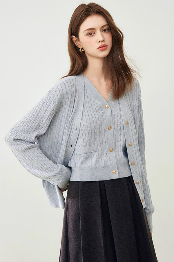 Chic French Knit Cardigan Set