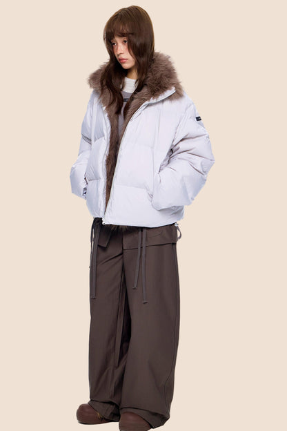 Retro Fur Collar Down Coat