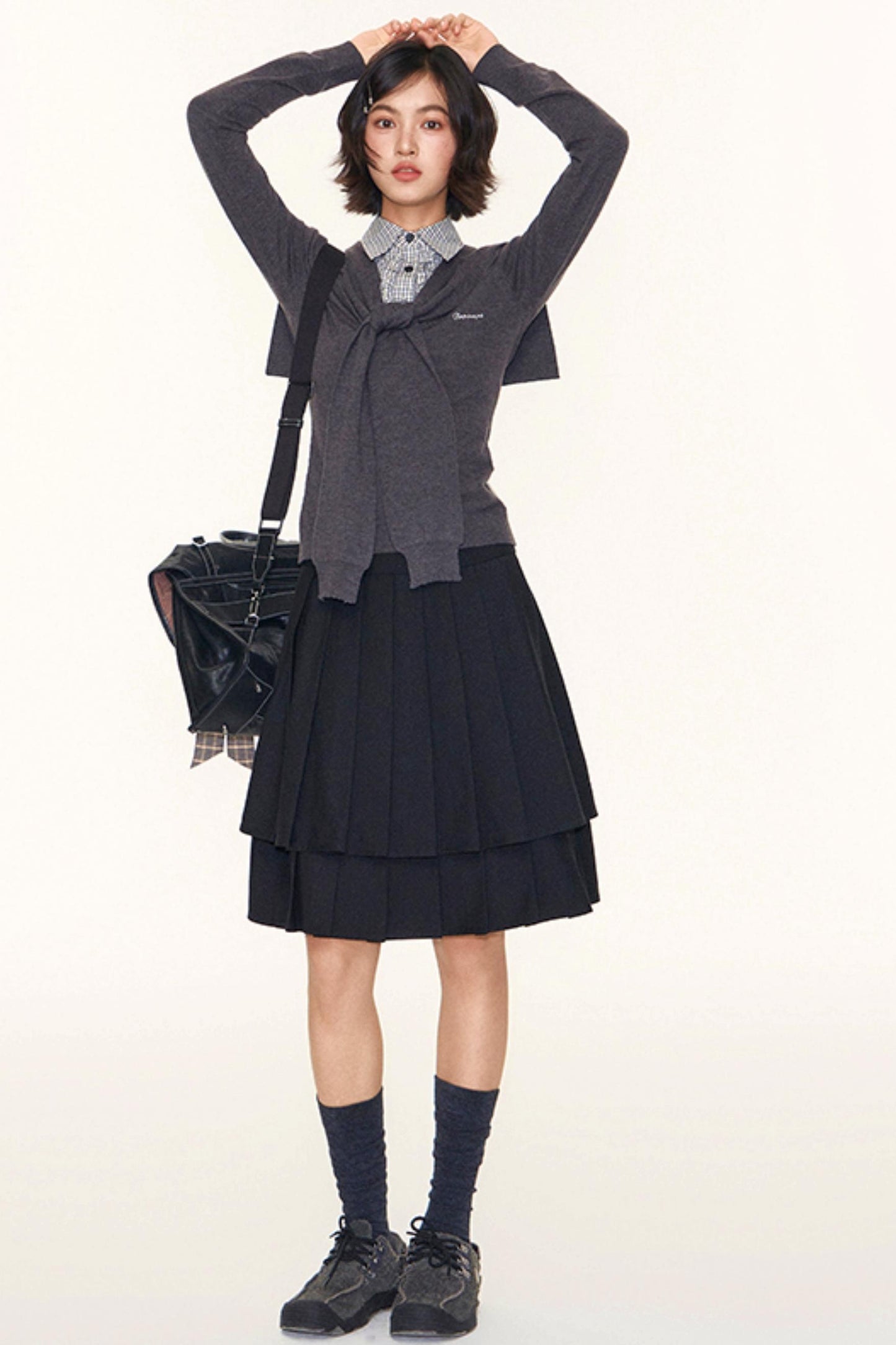 Double-Layer Pleated Skirt
