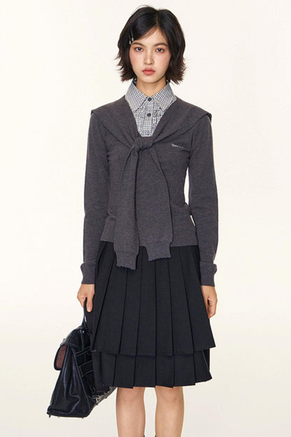 Navy Collar Knit Sweater