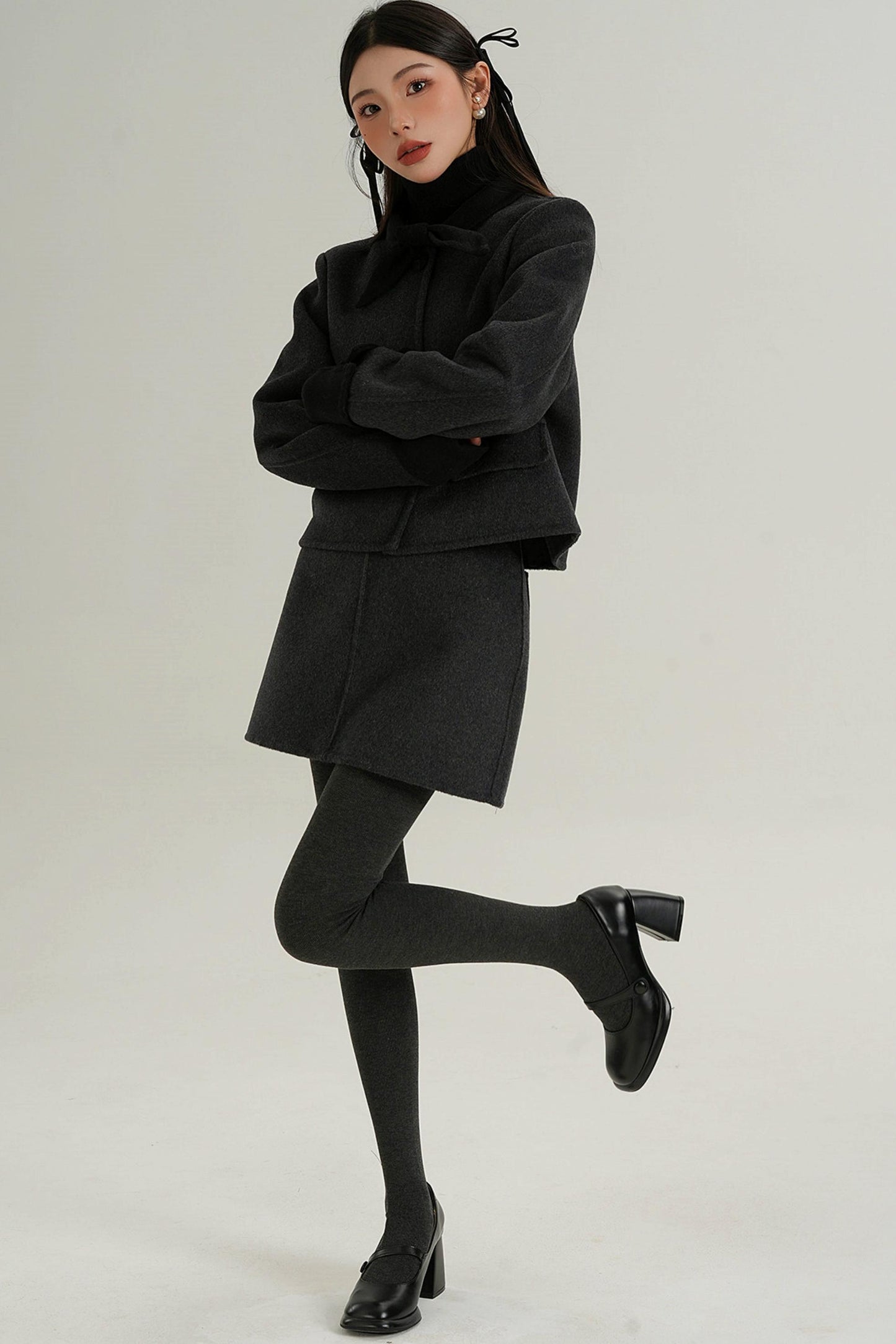 Sophisticated Two-Piece Wool Fashion Coat Set