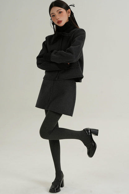 Sophisticated Two-Piece Wool Fashion Coat Set