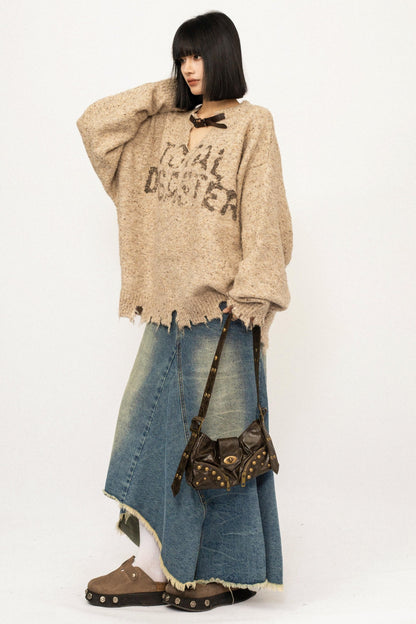 Retro Gray Knitted Sweater