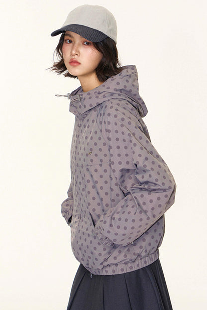Autumn Polka Dot Hooded Jacket