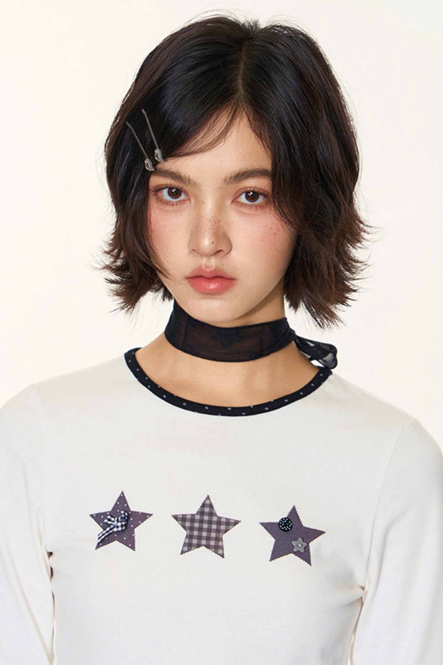 Star Contrast Long Sleeve Top