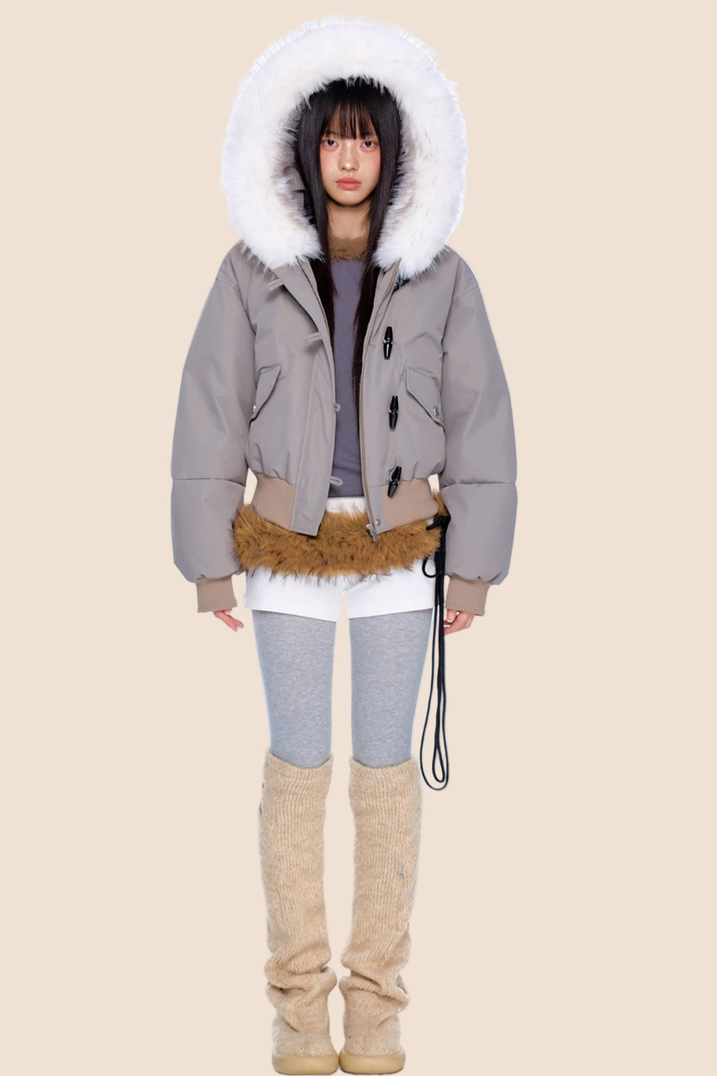 Large Fur Collar Parka Jacket