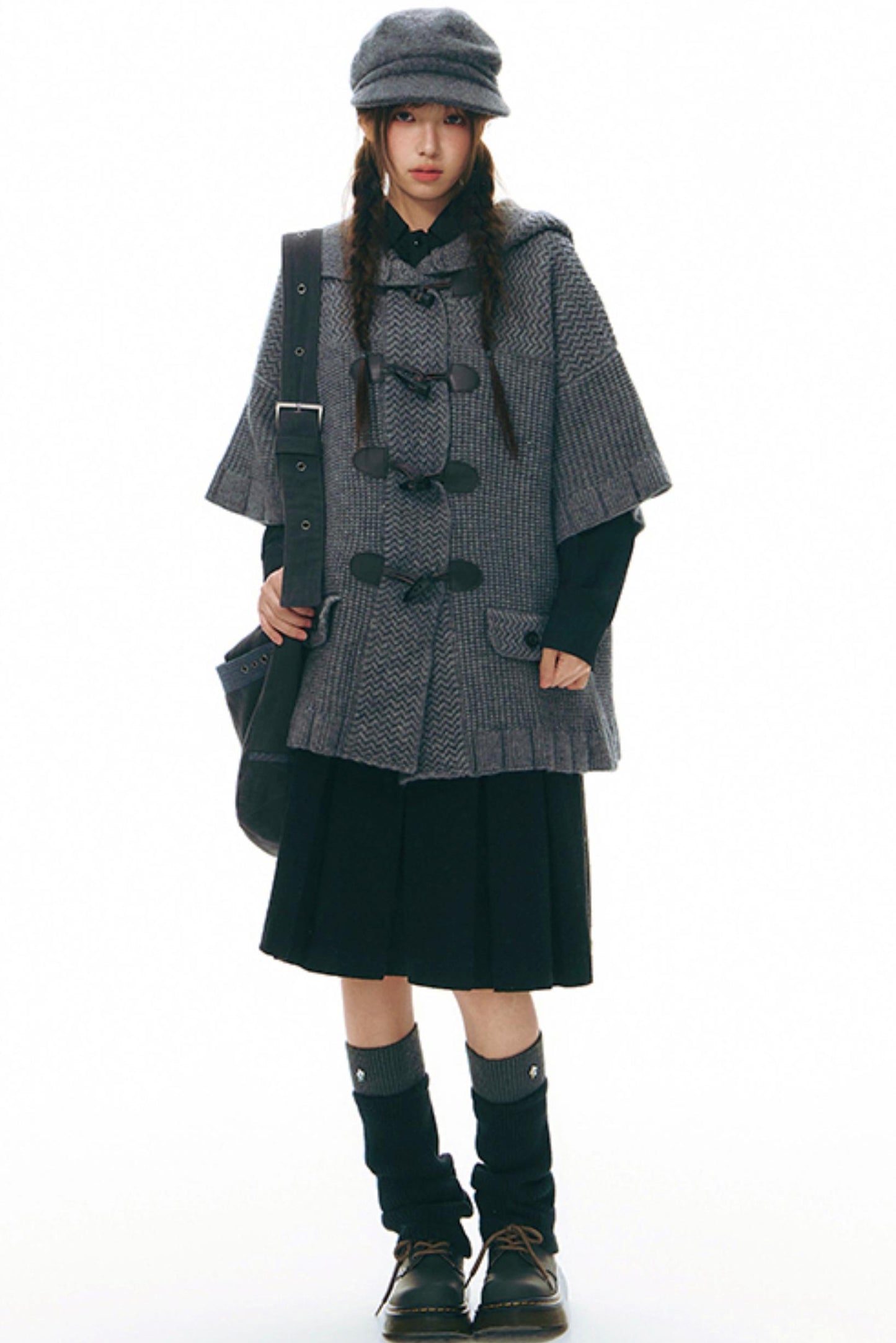 Vintage Horn Button Hooded Coat