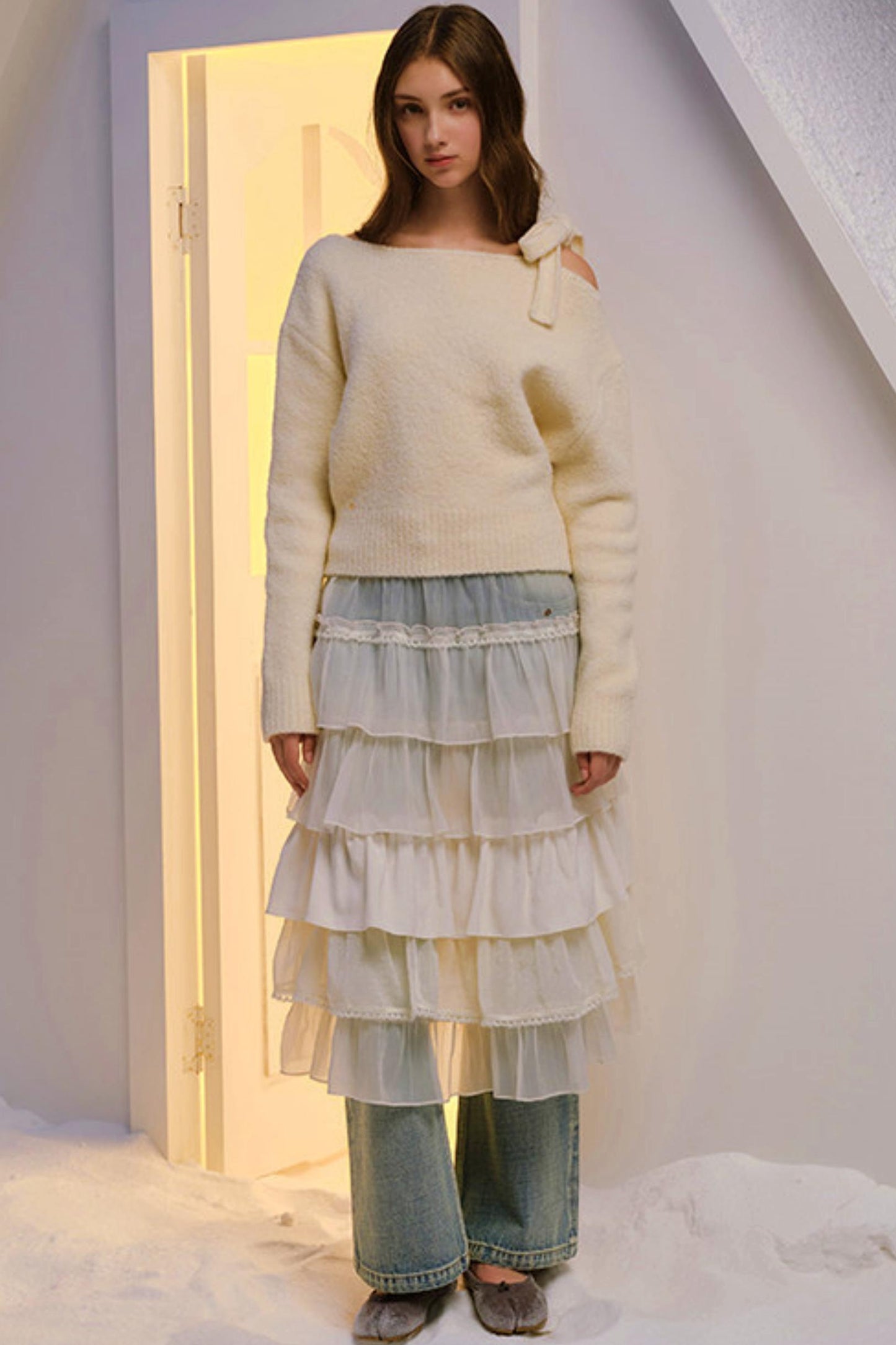 Hand-Dyed French Ruffled Skirt