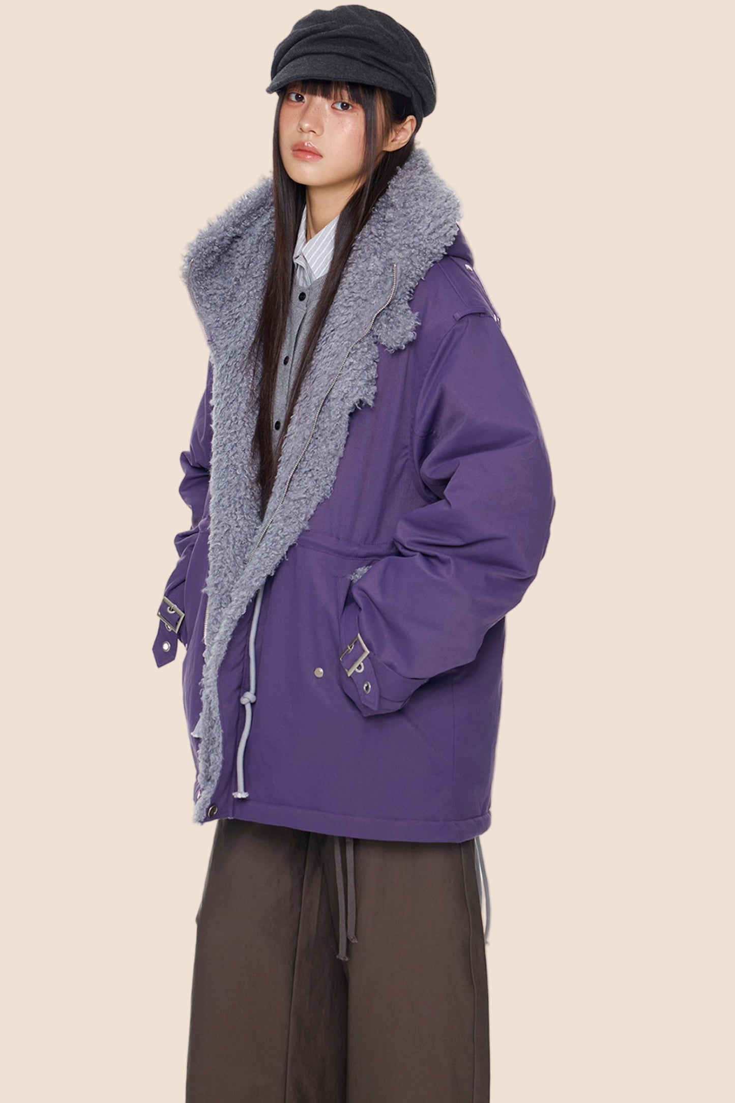 Furry Hooded Cotton Jacket