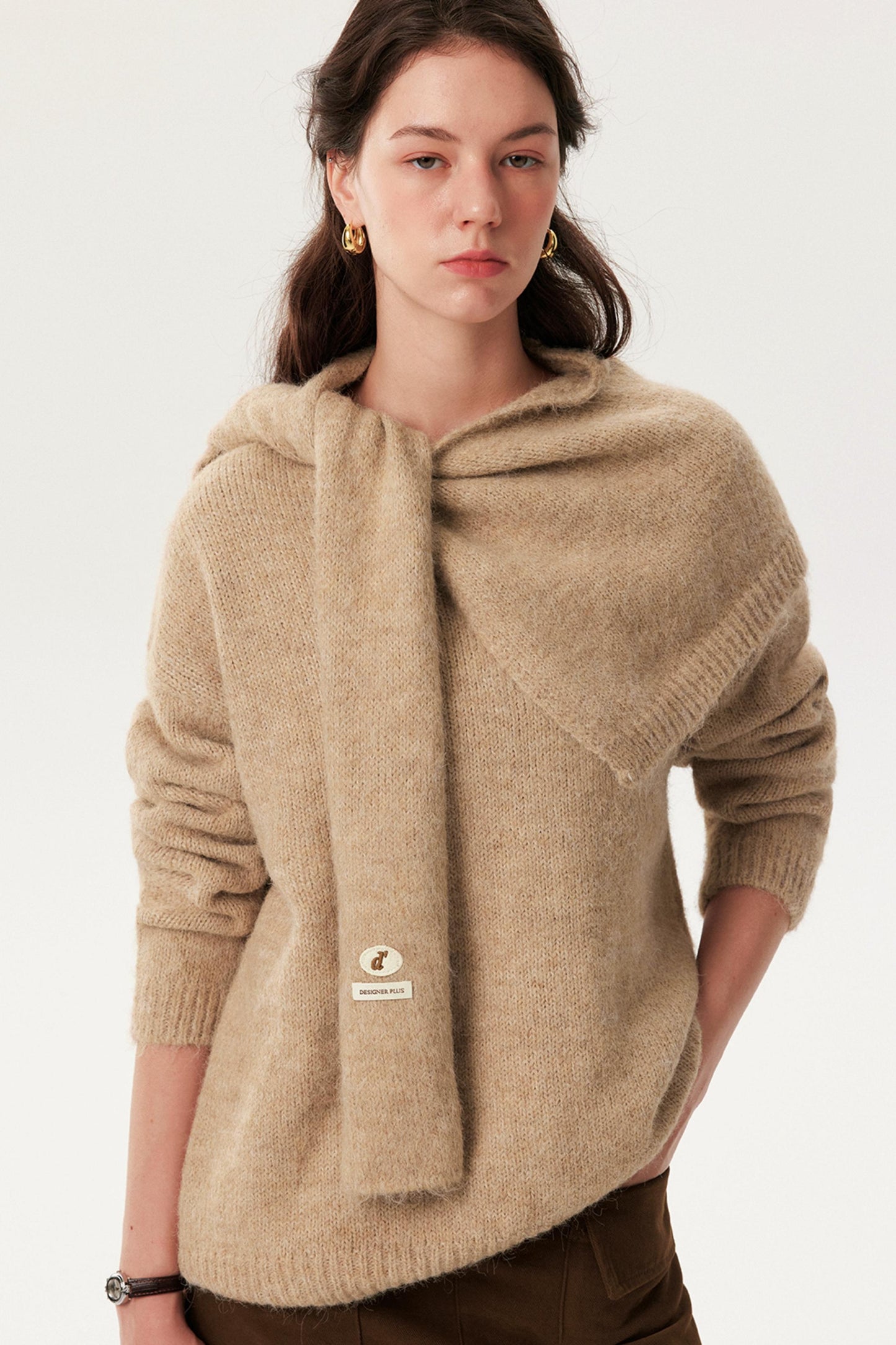 Solid Knitwear Two-Piece Top Set