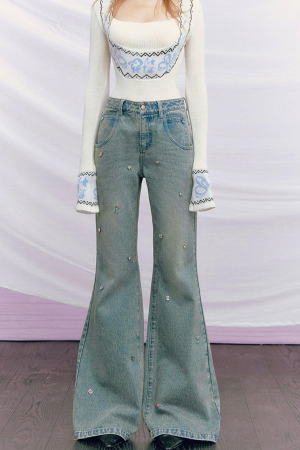 Vintage Washed Rhinestone Pants