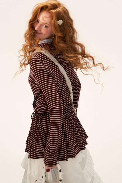 Striped Slimming Long Sleeve Top
