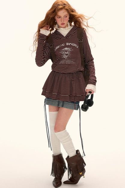 Striped Slimming Long Sleeve Top