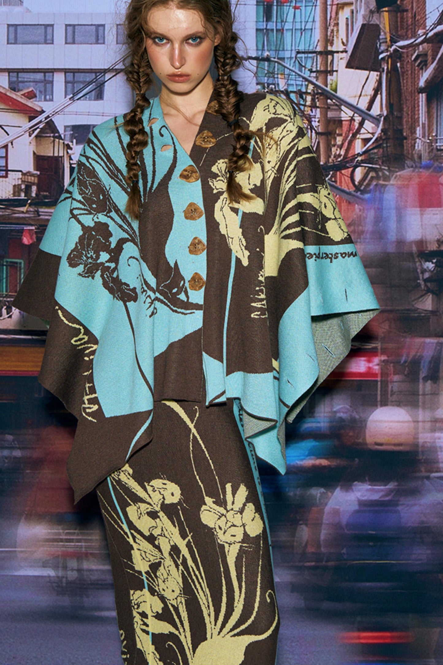 Purple Gold Hand-Painted Knitted Set-Up