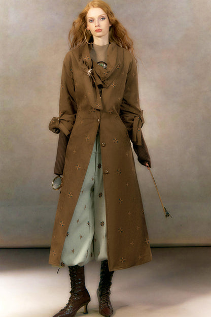 Retro Suede Coat With Fur Collar Set-Up