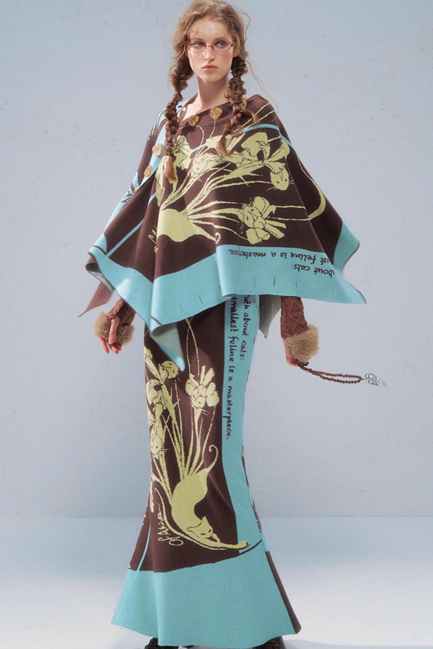 Purple Gold Hand-Painted Knitted Set-Up