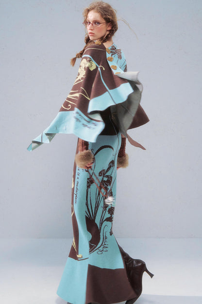 Purple Gold Hand-Painted Knitted Set-Up