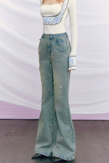 Vintage Washed Rhinestone Pants