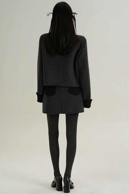 Sophisticated Two-Piece Wool Fashion Coat Set