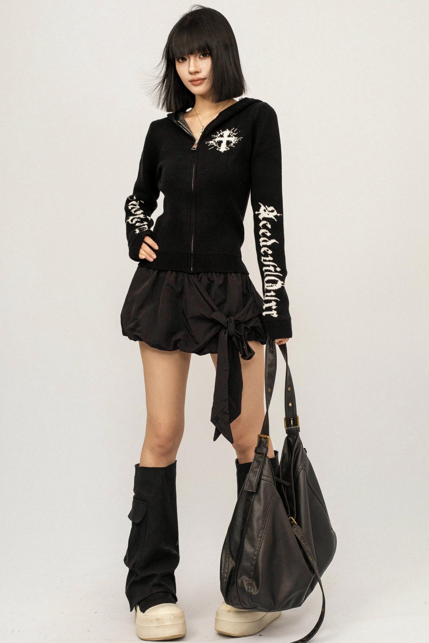 Retro Knit Hooded Cardigan