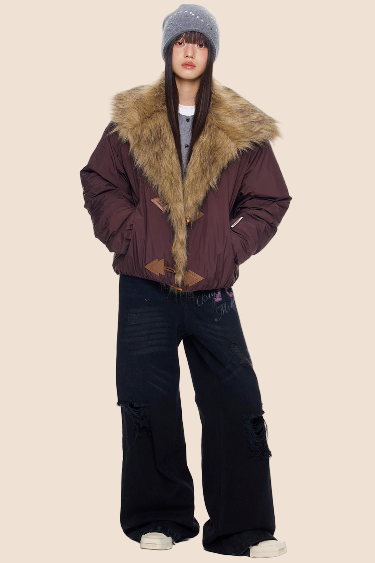 Fur Collar Toggle Jacket
