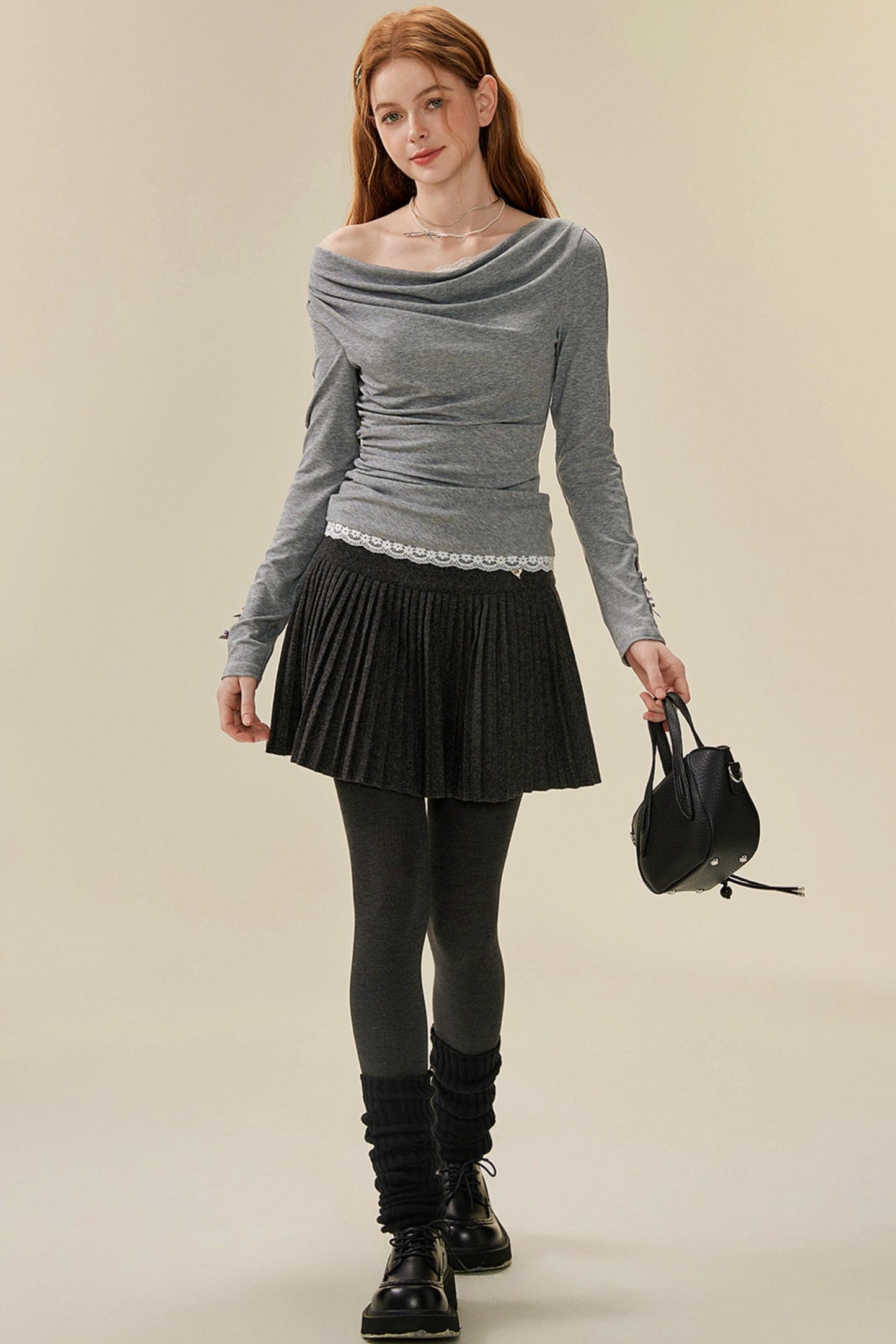 Swing Neck Lace Knit Top