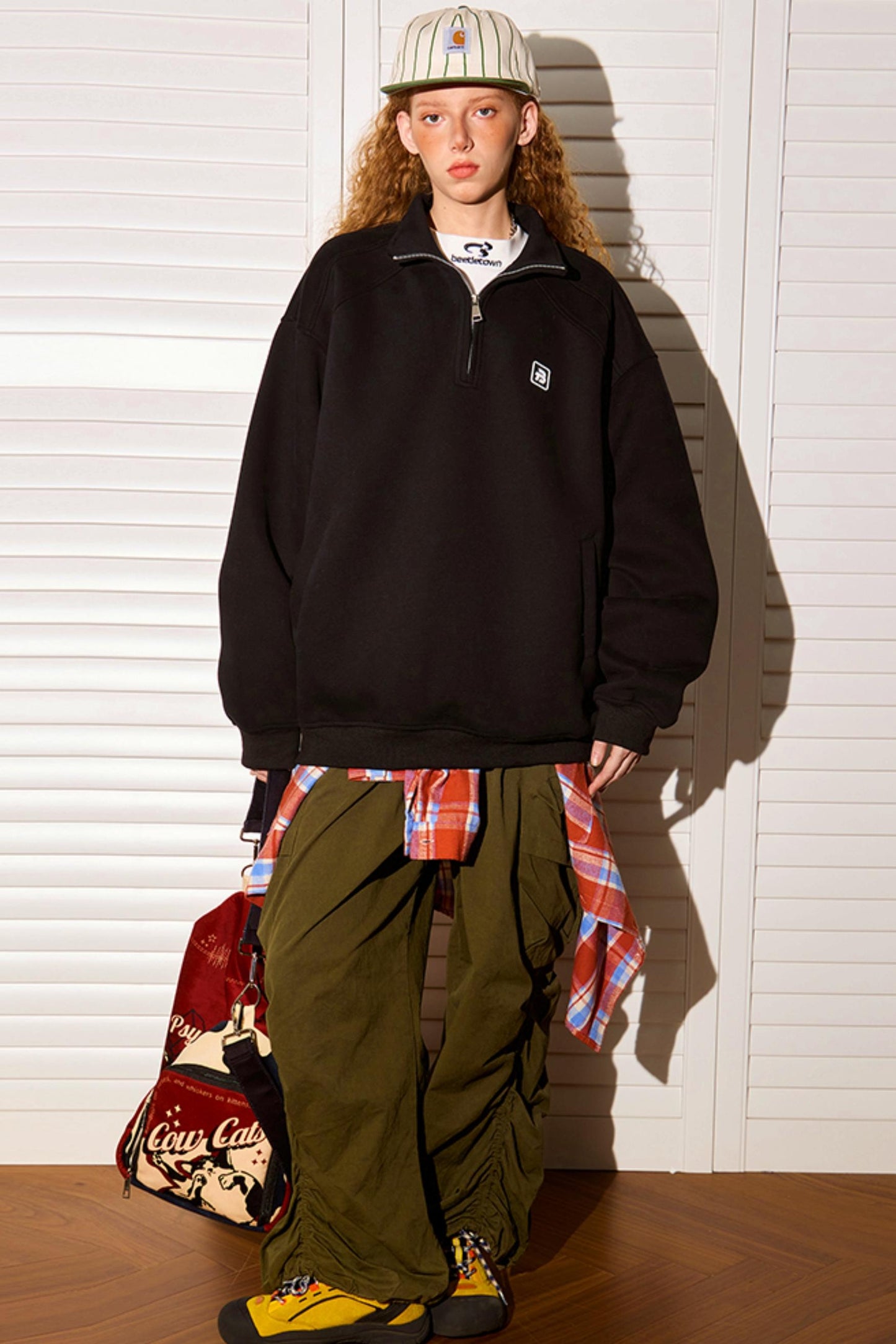 Half-Zipper Stand Collar Polo Sweatshirt