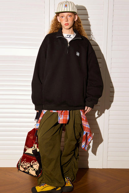 Half-Zipper Stand Collar Polo Sweatshirt