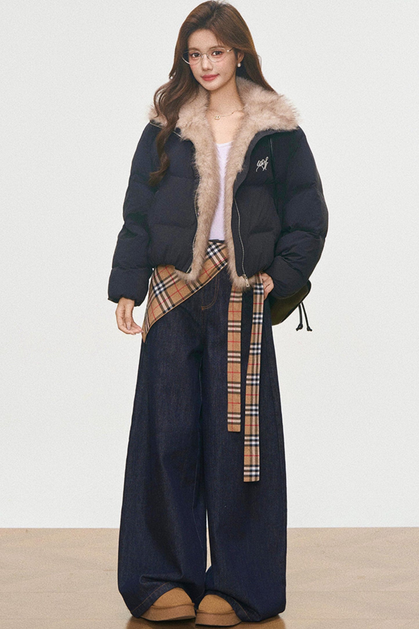 Winter Plaid Cotton Coat Set-Up