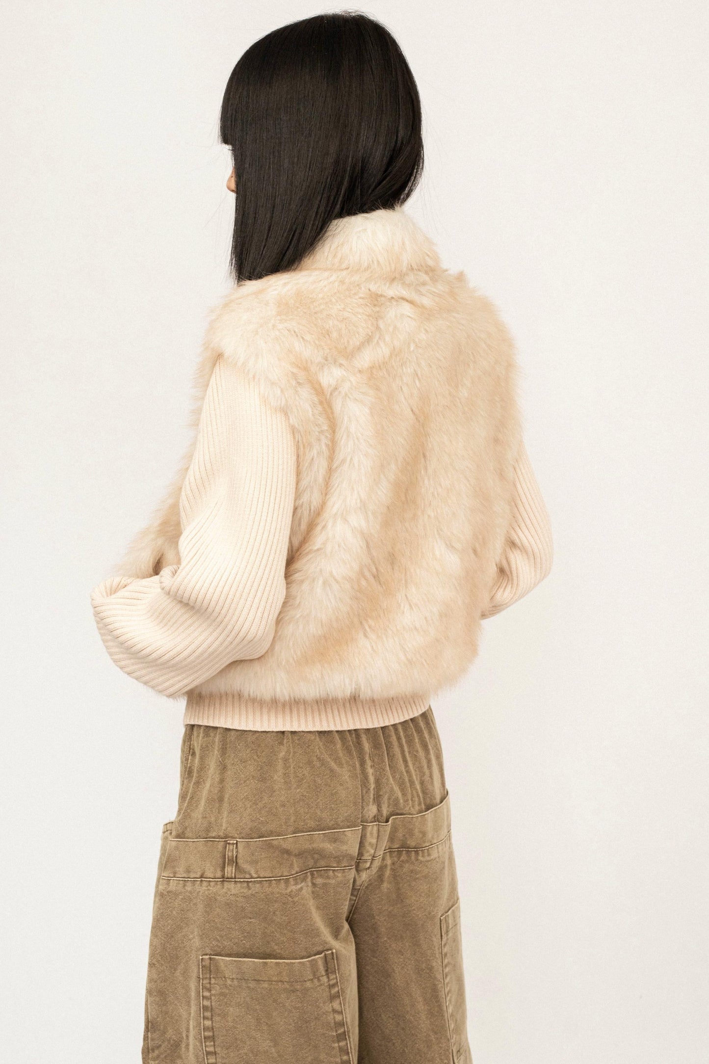 Knitted Fur Patchwork Coat