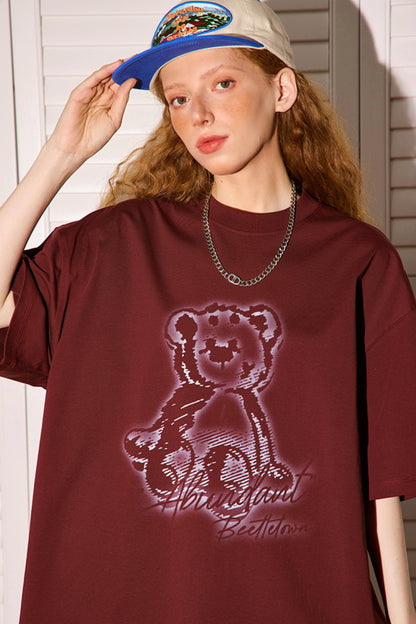 Retro Cartoon Bear Peplum Tee