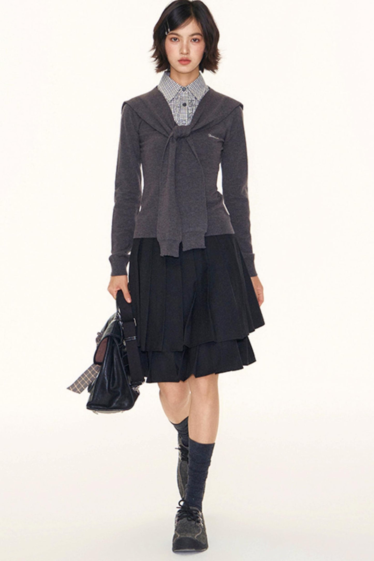 Navy Collar Knit Sweater