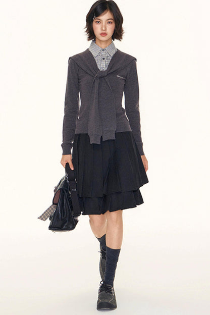 Navy Collar Knit Sweater