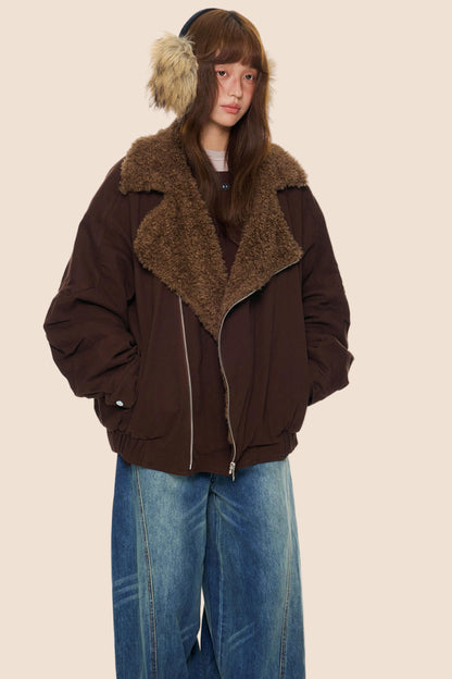 Diagonal Fleece Cotton Jacket