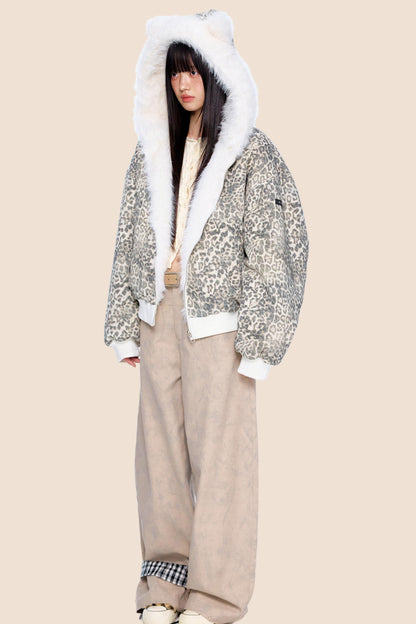 Reversible Leopard Hooded Jacket