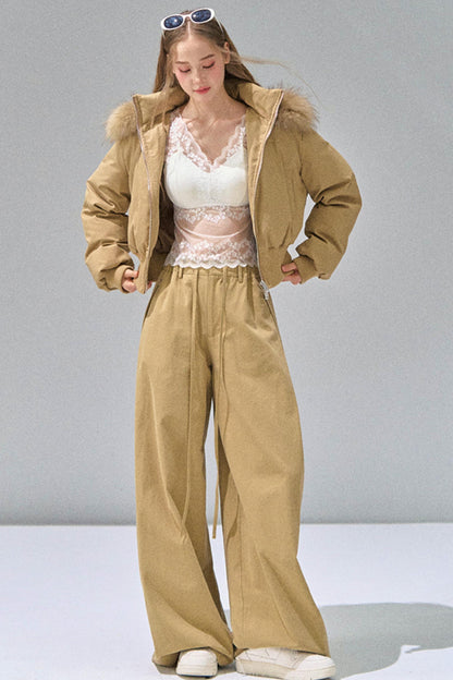 Big Fur Collar Waist Down Jacket