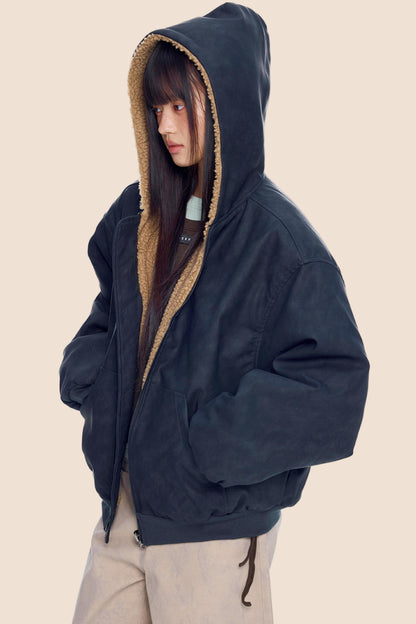 Faux Shearling Color-Block Jacket