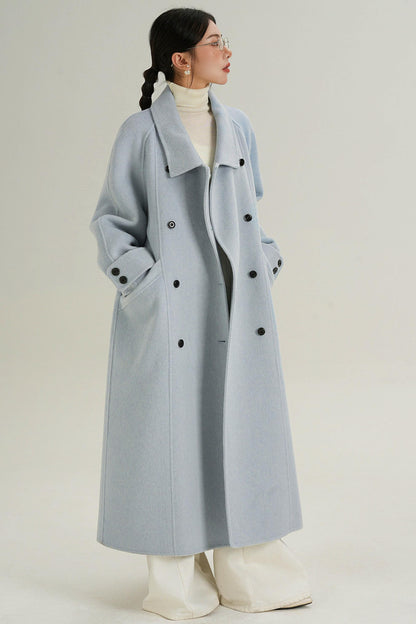 Elegant Blue Wool Coat