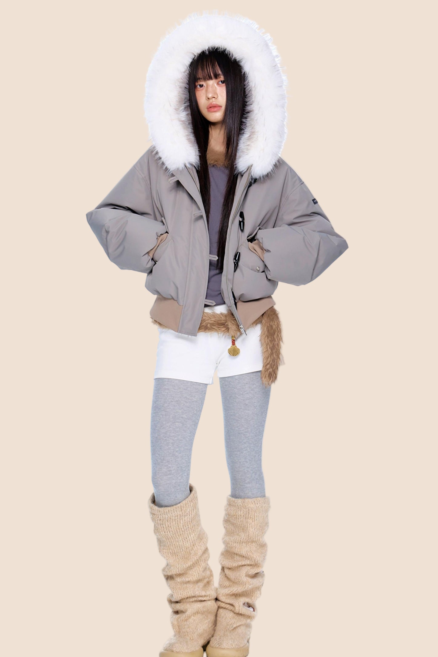 Large Fur Collar Parka Jacket