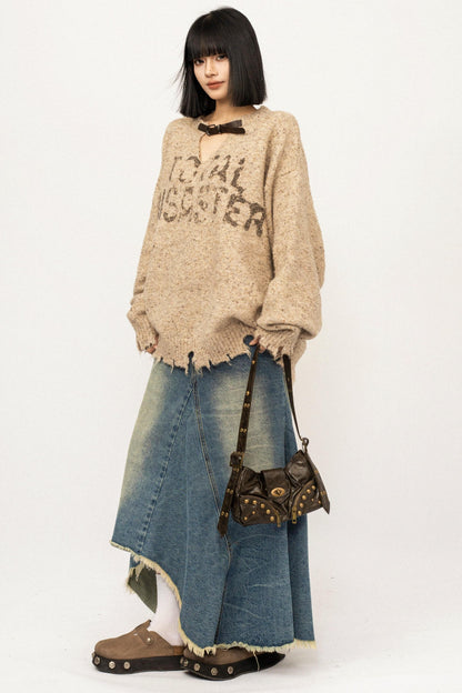 Retro Gray Knitted Sweater