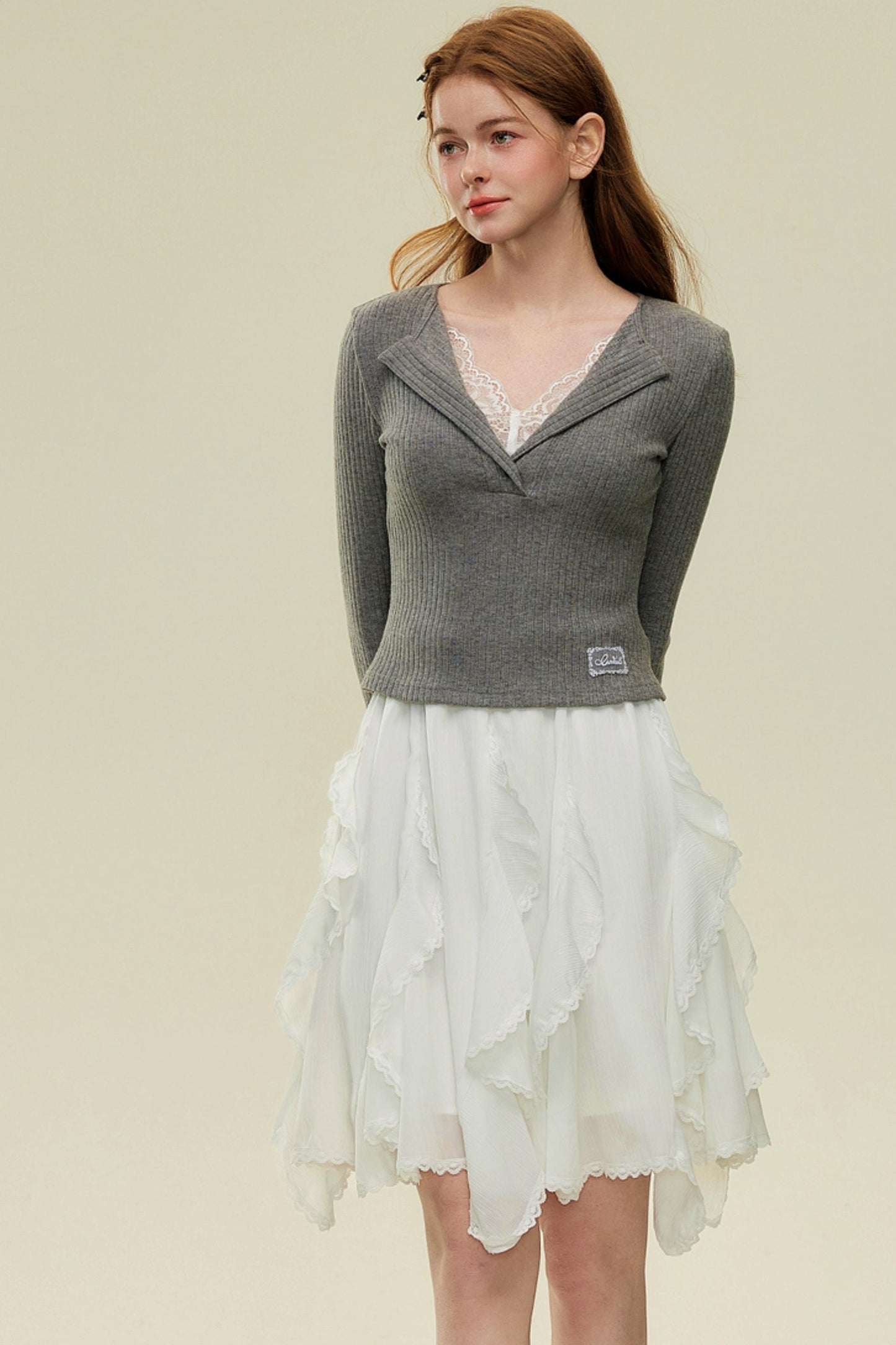 Irregular Lace Bustier A-Line Skirt