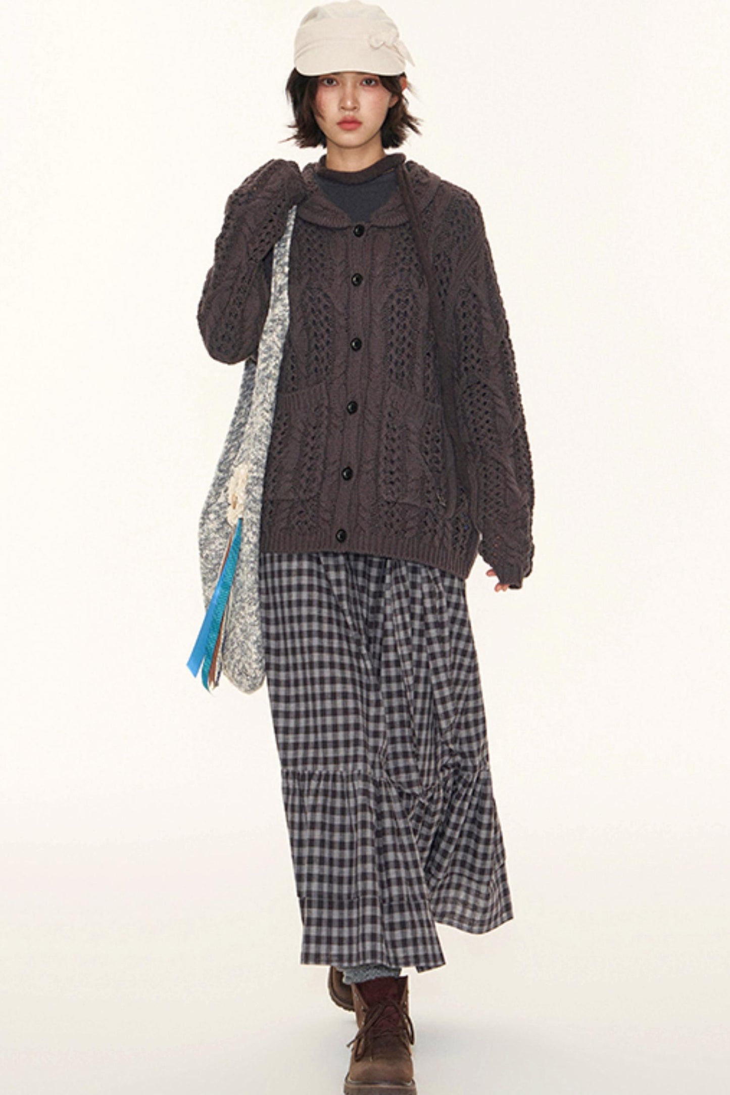 Plaid A-Line Maxi Skirt