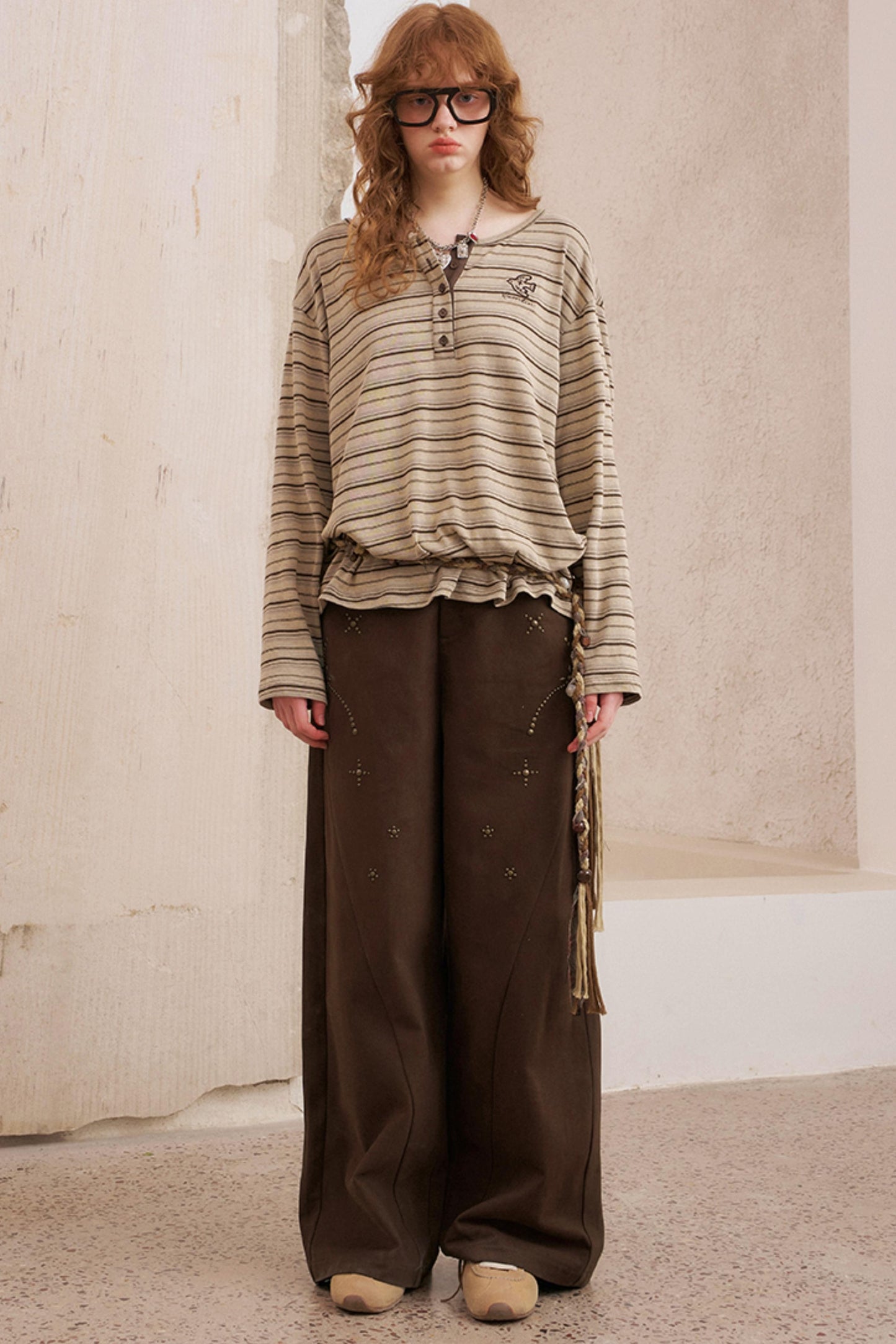 Hot Diamond Loose Wide-Leg Pants