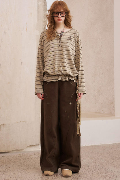 Hot Diamond Loose Wide-Leg Pants